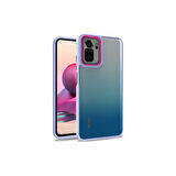 Teleplus Xiaomi Redmi Note 10S Kılıf Flora Sert Silikon Arkası Cam Şeffaf Mor
