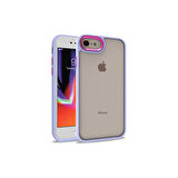 Teleplus iPhone Se 2020 Kılıf Flora Sert Silikon Arkası Cam Şeffaf Mor