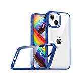 Teleplus iPhone 15 Plus Kılıf Flora Sert Silikon Arkası Cam Şeffaf Lacivert