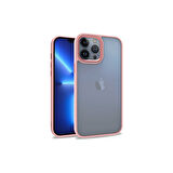 Teleplus iPhone 13 Pro Max Kılıf Flora Sert Silikon Arkası Cam Şeffaf Pembe