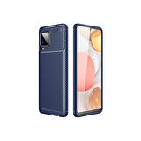 Teleplus Samsung Galaxy A12 Kılıf Negro Karbon Dizayn Silikon Lacivert