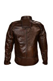 Unisex Antik Kahve Motorcu Deri Mont