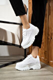 Günlük Kadın Spor Ayakkabı Yüksek Taban 6 Cm Sneaker Siyah - Beyaz - Bej - Rugan - Süet 001