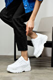 Günlük Kadın Spor Ayakkabı Yüksek Taban 6 Cm Sneaker Siyah - Beyaz - Bej - Rugan - Süet 001
