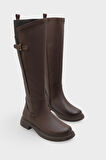 Kadın Kemer Tokalı Yandan Fermuarlı Günlük Çizme Elena Kahve