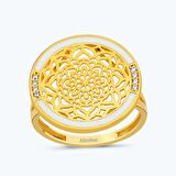 22 Ayar Altınbaş Mandala Yüzük