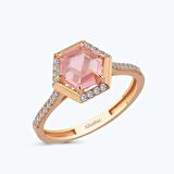 Pembe Taşlı Altın Yüzük