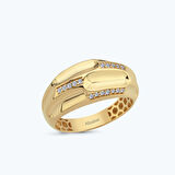 Altın Sıra Taş Bombeli Yüzük