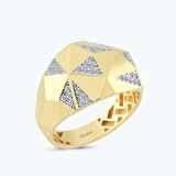 Altın Taşlı Bombeli Yüzük