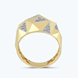 Altın Taşlı Bombeli Yüzük