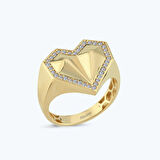 Altın Taşlı Kalp Yüzük