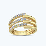 Altın Üç Sıra Taşlı Yüzük