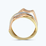 Altın İki Renk Taşlı Yüzük