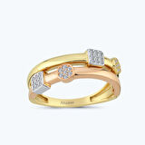 Altın İki Renk Taşlı Yüzük