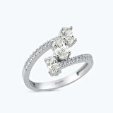 Altın Kolları Taşlı Oval Yüzük