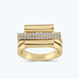 Altın Çift Sıra Taşlı Yüzük