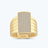 Altın Dikdörtgen Taşlı Yüzük