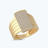 Altın Dikdörtgen Taşlı Yüzük