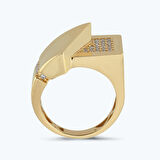 Altın Taşlı Kare Yüzük