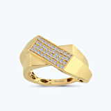 Altın Taşlı Dikdörtgen Yüzük