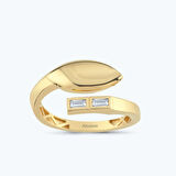 Altın Baget Taş Elips Yüzük