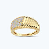 Altın Bombeli Taşlı Yüzük