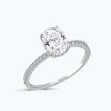 Altın Kolları Taşlı Oval Yüzük