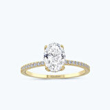 Altın Kolları Taşlı Oval Yüzük