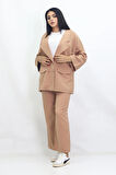 GENİŞ KESİM BLAZER CEKET CIRTLI PANTOLONLU TAKIM