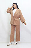 GENİŞ KESİM BLAZER CEKET CIRTLI PANTOLONLU TAKIM