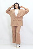 GENİŞ KESİM BLAZER CEKET CIRTLI PANTOLONLU TAKIM