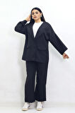 GENİŞ KESİM BLAZER CEKET CIRTLI PANTOLONLU TAKIM