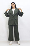 GENİŞ KESİM BLAZER CEKET CIRTLI PANTOLONLU TAKIM