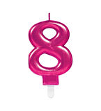 Mum Fuşya Pembe ışıltılı 8 Yaş mumu Koyu Pembe 8cm büyük doğum günü mumu