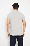 T-shirt Polo Yaka Kısakol %100 Pamuk Cepli Gri