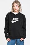 Nike Sportswear Essential Fleece Hoodie Kapüşonlu Siyah Sweatshirt