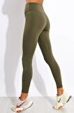 Nike One Performance Training Dri-Fit Leggings Toparlayıcı İç Cepli Haki Yeşil Tayt
