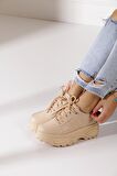 Günlük Kadın Spor Ayakkabı Yüksek Taban 6 Cm Sneaker Siyah - Beyaz - Bej - Rugan - Süet 001