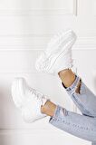 Günlük Kadın Spor Ayakkabı Yüksek Taban 6 Cm Sneaker Siyah - Beyaz - Bej - Rugan - Süet 001
