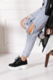 Günlük Kadın Spor Ayakkabı Yüksek Taban 6 Cm Sneaker Siyah - Beyaz - Bej - Rugan - Süet 001