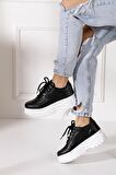 Günlük Kadın Spor Ayakkabı Yüksek Taban 6 Cm Sneaker Siyah - Beyaz - Bej - Rugan - Süet 001
