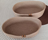 DEKORATİF 2 ADET OVAL SEPET 15*25CM ALTIN KAHVE EV BANYO JÜT ÇOK AMAÇLI DÜZENLEYİCİ ORGANİZER