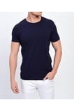 Erkek Lacivert Bisiklet Yaka Likralı Basic T-shirt