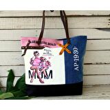 Anne Ve Kız Figürlü Tasarım Kadın Tote Çanta