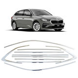 Skoda Scala Krom Cam Çerçevesi 10 Parça TamTur 2019+ Uyumlu