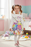 Unicorn Desenli Renkli Kız Çocuk Etekli Takım