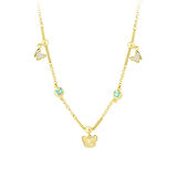 Renkli Mineli Kelebek Altın Kolye