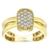 Taşlı Tasarım Altın Yüzük - 14K - 3.27gr