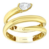 Taşlı Tasarım Altın Yüzük - 14K - 3.13gr