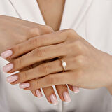 Taşlı Tasarım Altın Yüzük - 14K - 1.43gr